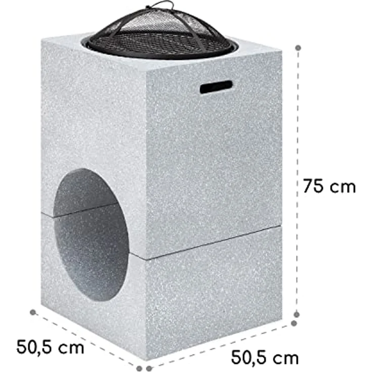 Blumfeldt Feuerschale, Tragbare Feuerstelle Outdoor mit Grillrost & Holzlagerfach, Sichere Stahlschale, 50 x 75 x 50 cm – Bild 2