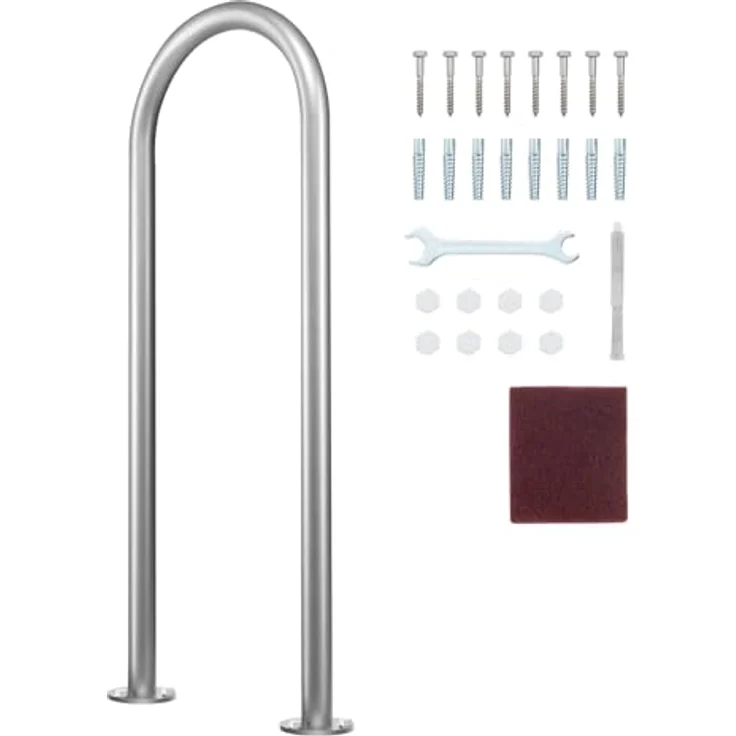 VEVOR Pool-Handlauf, Aluminium Pooleinstieg mit Grundplatte, 400 x 90 x 915 mm, benutzerfreundliche Einstieghilfe für Innen-/Außenpools, silbergrau – Bild 1