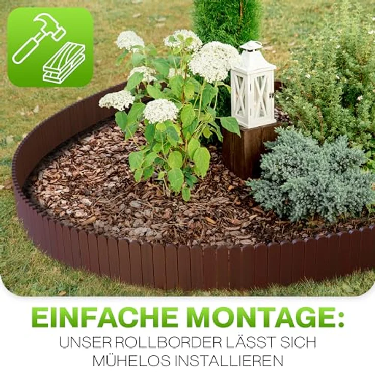 Gartenwelt Riegelsberger Rollboarder Anthrazit Länge 203 cm Zaunhöhe 10 cm Holzzaun Mähkante Rasenkante Tannenholz – Bild 5