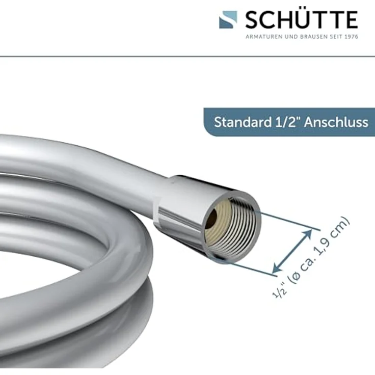 SCHÜTTE Brauseschlauch 150 cm, Duschschlauch mit ½” Anschluss, elegant in Silber – Bild 3