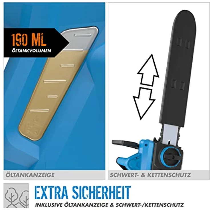 Güde Elektro Kettensäge KS 405 EC, 2400 Watt, 385 mm Schnittlänge, Kettenschnellspannsystem, Metall Stammhaltekralle – Bild 6