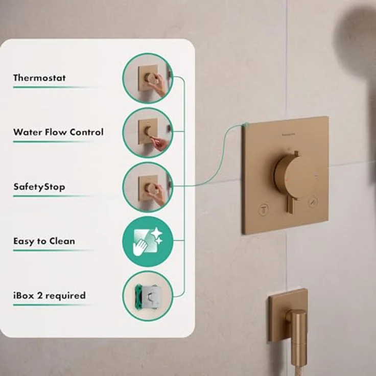 hansgrohe Ecostat Comfort E Duschthermostat Unterputz, Mischbatterie mit SafetyStop bei 40°C für 2 Verbraucher, Brushed Bronze, 33711140 – Bild 2