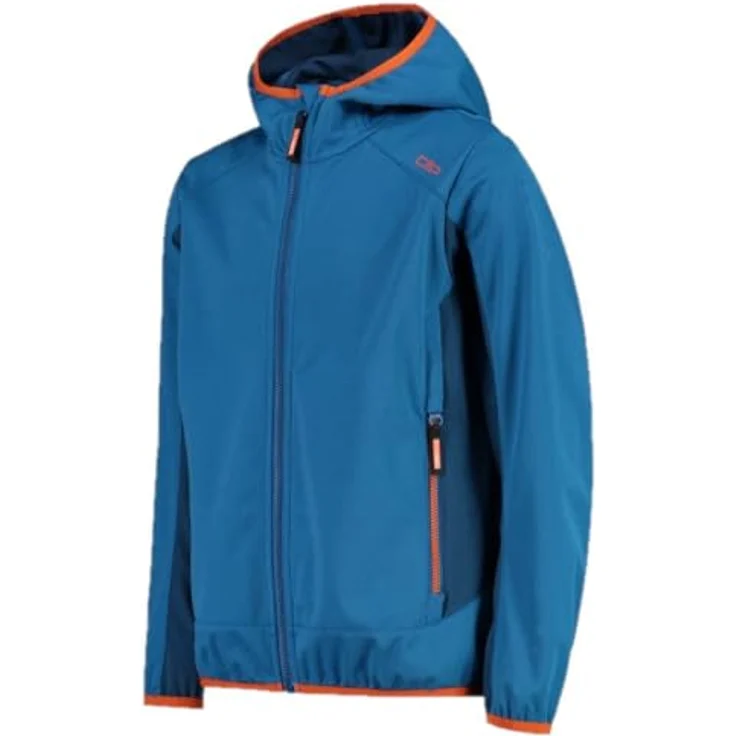 CMP Campagnolo Kid's Jacket Fix Hood, Unisex Softshelljacke, winddicht, atmungsaktiv, wasserabweisend, Blau, Größe 152 – Bild 3