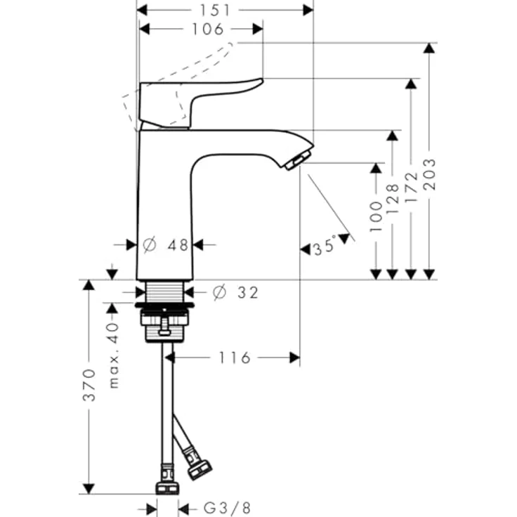 hansgrohe Metris 110 31084000, Spültischarmatur mit ComfortZone 110 und Normalstrahl, geeignet für Durchlauferhitzer – Bild 5