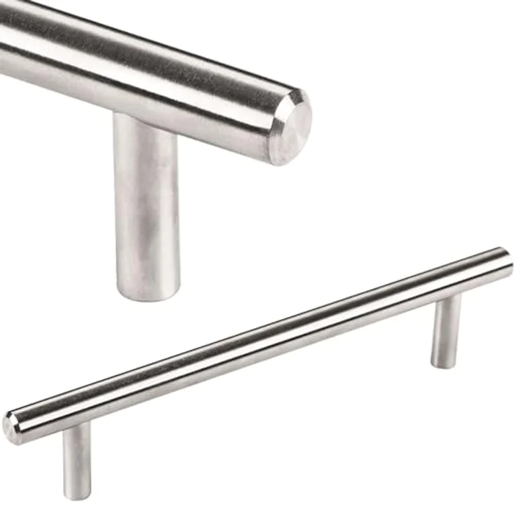 SOTECH Möbelgriff G14, echt Edelstahl massiv, Stangengriff 128 mm, Ø 10 mm, gebürstete Oberfläche, für Schubladen und Schränke – Bild 1