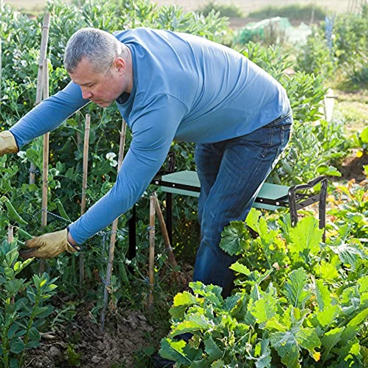 Outsunny Kniebank für Gartenarbeit Klappbarer Gartenhocker Gartenbank Kniehilfe bis 150 kg EVA-Schaumstoff Stahl Dunkelgrün 58 x 28 x 49 cm – Bild 2
