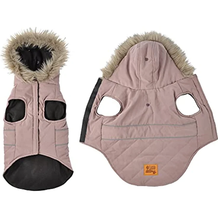 Hunde Winterjacke Hundemantel Kapuze Hundebekleidung Hundejacke Mantel Jacken (Rosa, S) – Bild 1