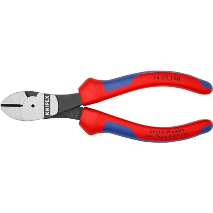 KNIPEX 74 02 160 Kraft-Seitenschneider mit Mehrkomponenten-Hüllen schwarz atramentiert 160 mm – Bild 3