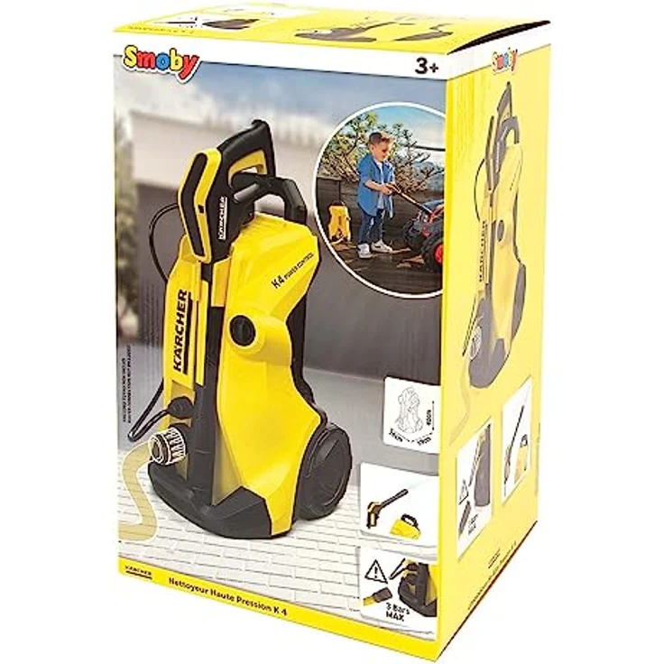 Smoby Toys - Kärcher Hochdruckreiniger K4 (schwarz-gelb) für Kinder - Spiel-Putzgerät mit Wasserstrahl-Funktion - Spielzeug von 3-6 Jahren – Bild 1
