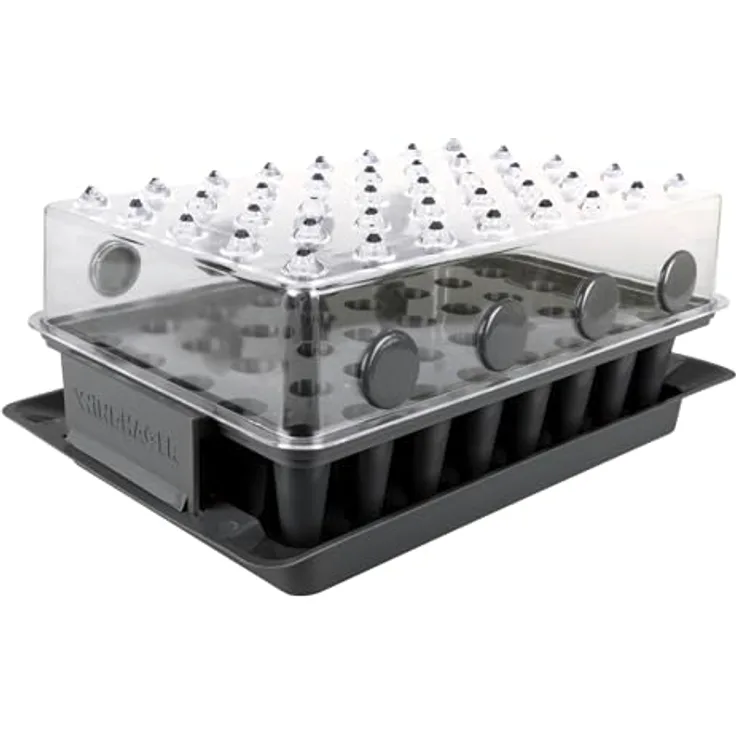 Windhager Anzucht-Gewächshaus RootXtender 3in1, eckig in schiefergrau, für bis zu 40 Pflanzen, mit konischen Pflanzlöchern zur Wurzelbildung, 39 x 25 x 13 cm