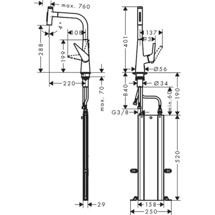 hansgrohe Talis Select M51 Küchenarmatur, Einhebelmischer mit 300 ComfortZone, Ausziehbrause Edelstahl Finish, schwenkbar 110°/150°, MagFit Halterung, keramisches Mischsystem – Bild 2