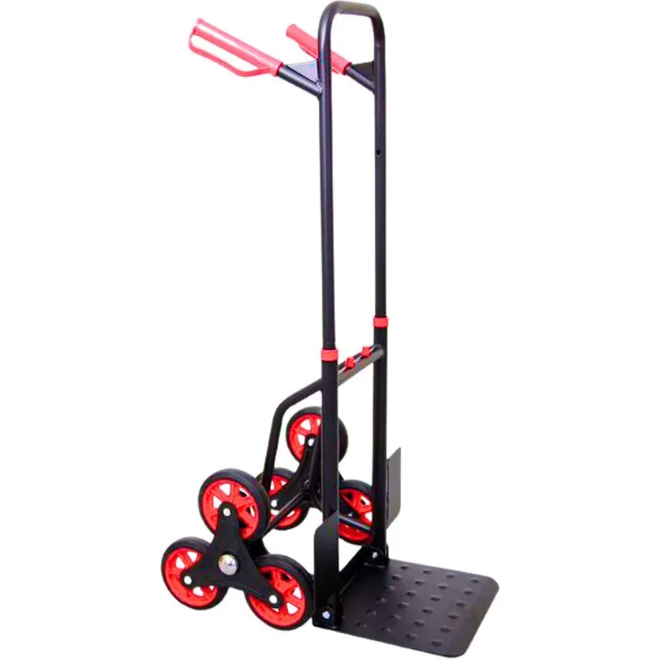 PROREGAL® Treppensackkarre TAURUS Traglast 150kg Stahlrahmen ergonomische Griffe Gummiräder, robuste Konstruktion und moderne rote Akzente