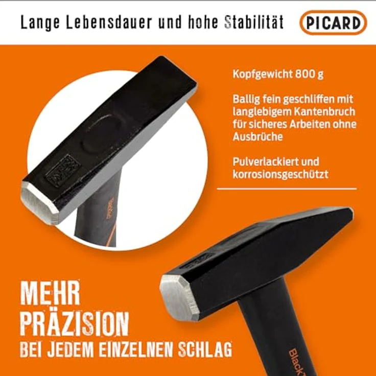 Picard Schlosserhammer mit Fiberglaskern 800g DIN 1041 – Bild 4