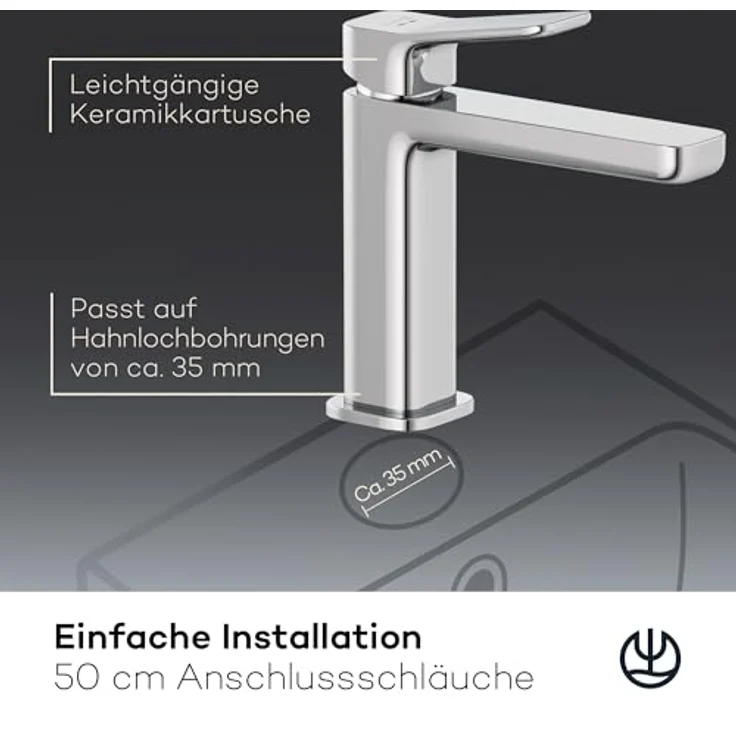 OTTO KLUDI-X3 Waschtischarmatur 422880581, Einlochmontage, Chrom, Keramikkartusche mit Heißwasserbegrenzung, Durchflussmenge 45 l/min. – Bild 5
