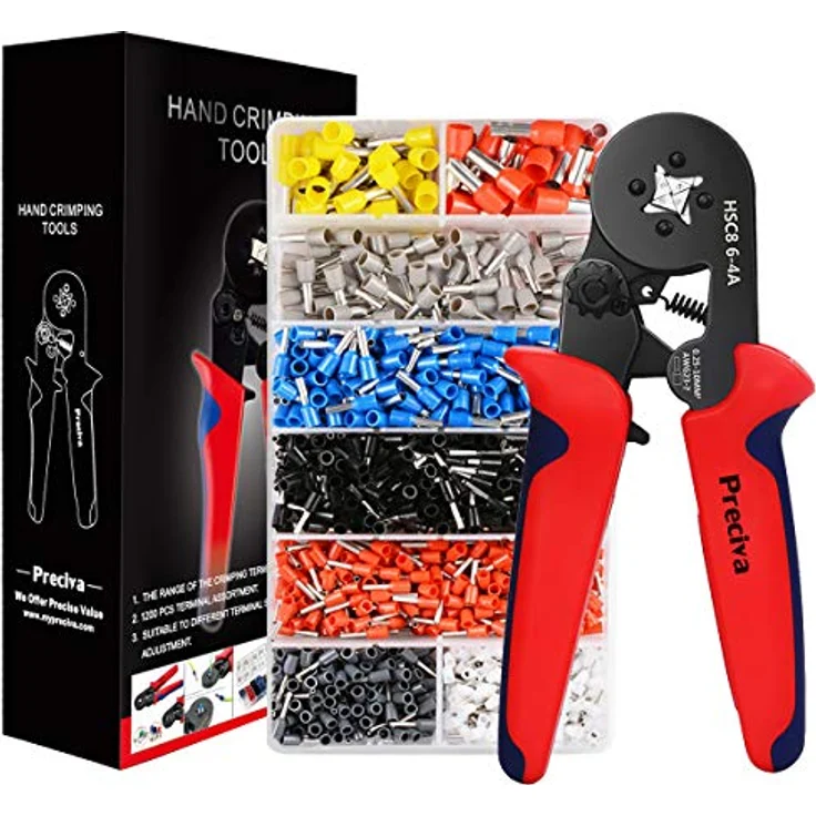 Preciva Crimpzangen Aderendhülsen Set, Ferrule Crimpzange mit 1200 Aderendhülsen für 0,25-10 mm², präzise Kalibrierung ohne Tasche – Bild 1