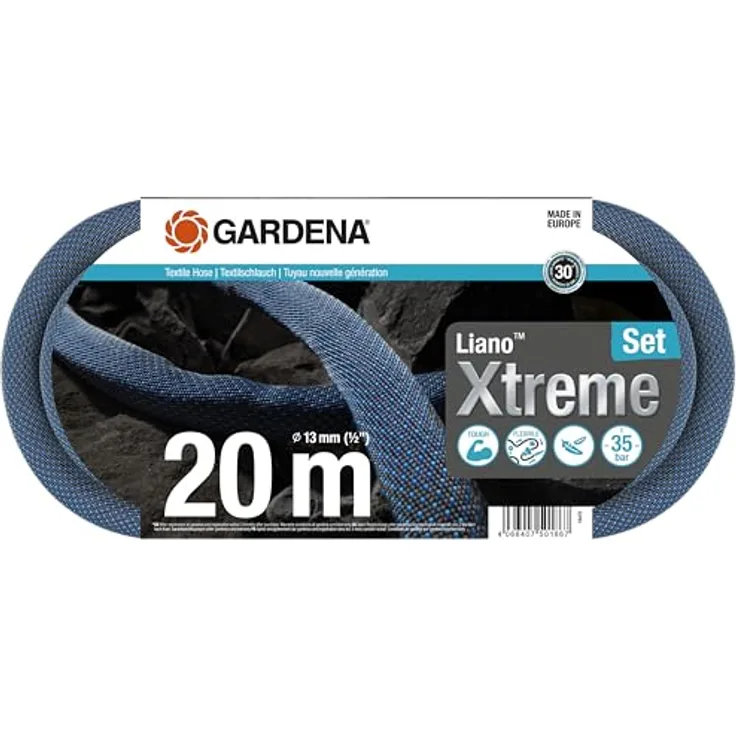 Gardena Liano Gartenschlauch 20 m Über Boden Polyvinylchlorid (PVC) - Textil Schwarz - Grau (18470-20)