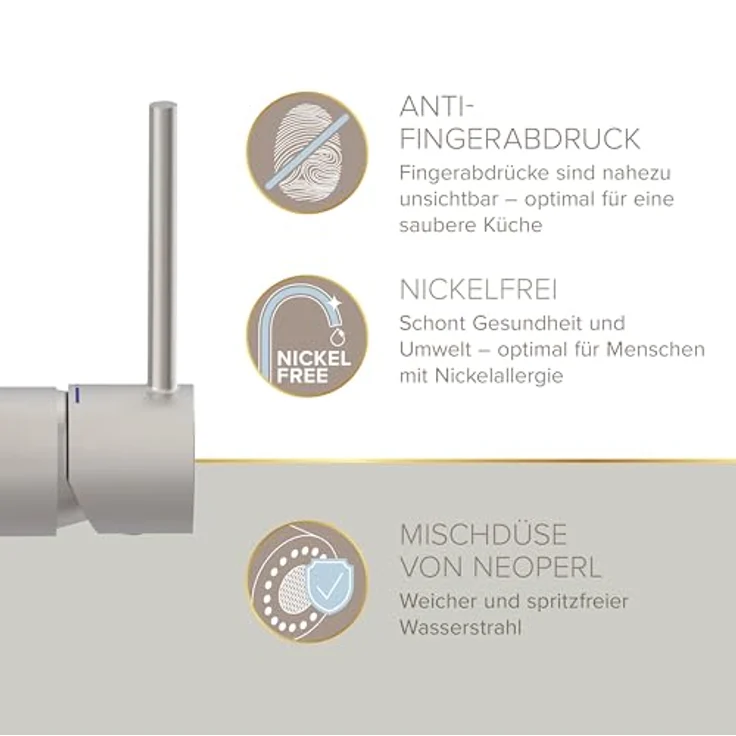 Lenz Küchenarmatur KALANI², Nickelfrei mit flexibler Pendelbrause und Anti-Fingerabdruck Oberfläche – Bild 7