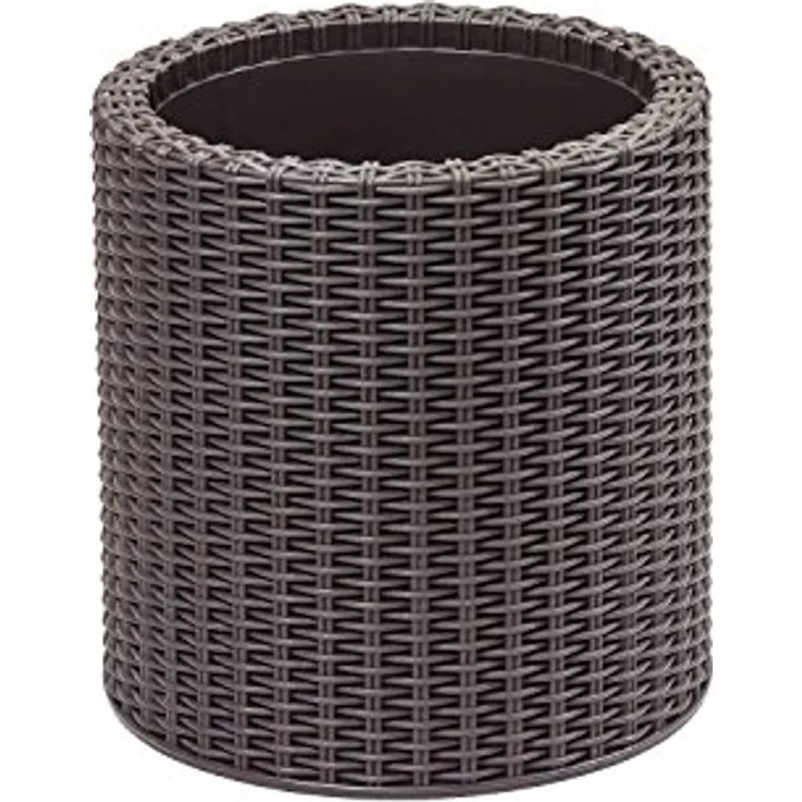 Keter Curver Garten Pflanzentopf, eleganter Blumentopf mit Rattan-Finish, schokoladenbraun, inklusive kleinem Topf und Drainagelöchern