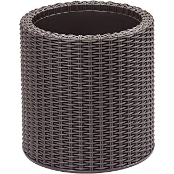 Keter Curver Garten Pflanzentopf, eleganter Blumentopf mit Rattan-Finish, schokoladenbraun, inklusive kleinem Topf und Drainagelöchern – Bild 1