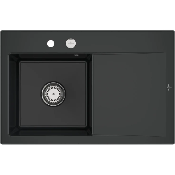 Villeroy & Boch Subway Style 45 Keramikspüle, Einbau für Unterschrankbreite ab 50 cm, Pure Black, mit Excenterbetätigung