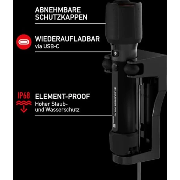 Ledlenser P7R Pro, wiederaufladbare LED Taschenlampe mit 2000 Lumen, 320m Fokus, 8 Modi, IP68 wasserdicht, 60 Stunden Betriebszeit, USB-C, Werkstattlampe für Mechaniker und professionelle Anwendungen – Bild 5