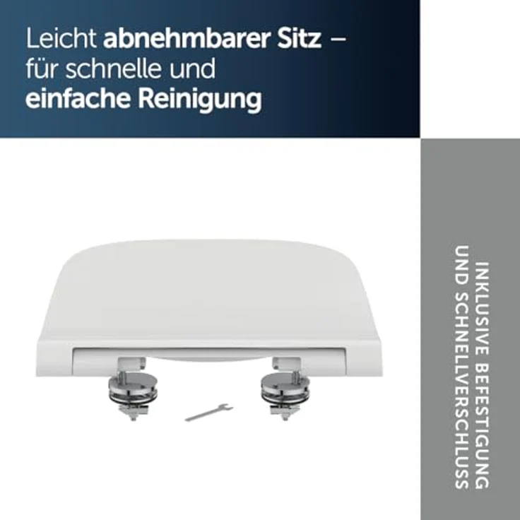 Ideal Standard WC-Sitz i.life S Wrapover, Duroplast in Weiß mit Schnellverschluss und Edelstahlscharniere – Bild 4