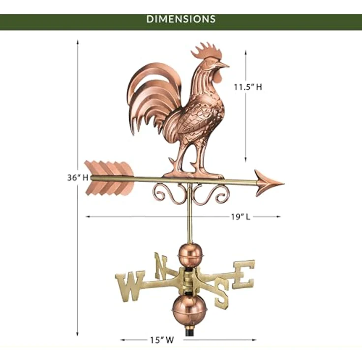 Good Directions Wetterfahne Bantam Red Hahn Reines Kupfer – Bild 4