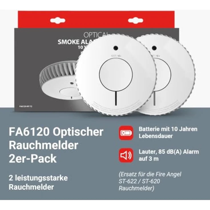 FireAngel FA6120, Rauchmelder mit 10-Jahres-Batterie und Q-Label für optimalen Brandschutz – Bild 2