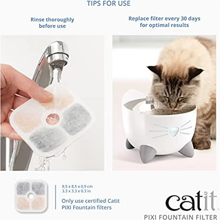 Catit 43722 Pixi Ersatzfilter, Trinkbrunnenfilter für die Catit Pixi Trinbrunnen, 6er Pack, Weiß – Bild 4