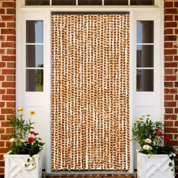 vidaXL Insektenschutz-Vorhang Ocker und Weiß 100x220 cm Chenille – Bild 3