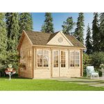 Alpholz Gartenhaus Clockhouse-44 Royal ISO aus Massiv-Holz | Gerätehaus mit 44 mm Wandstärke | Garten Holzhaus inklusive Montagematerial | Geräteschuppen Größe: 420 x 320 cm | Satteldach