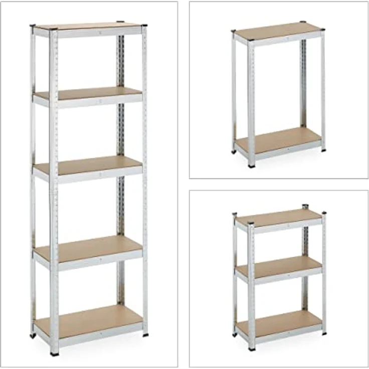 relaxdays Schwerlastregal Verzinktes Schwerlastregal mit 5 Ebenen, Silber, 500 kg Gesamttraglast – Bild 6