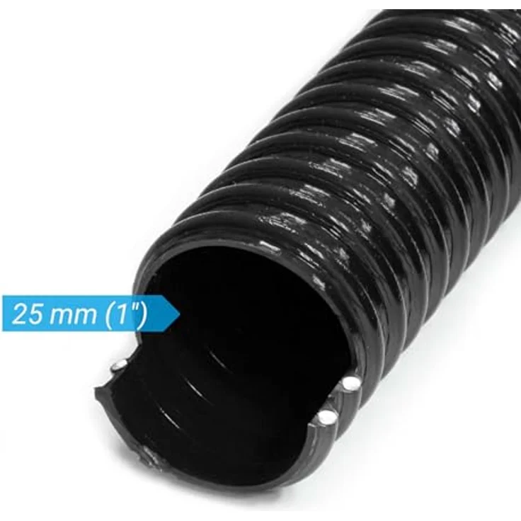 Wiltec Flexibler Förderschlauch 50m, Spiralschlauch 25mm (1"), schwarz, mit verstärkter Hart-PVC-Spirale für optimale Wasserführung – Bild 4