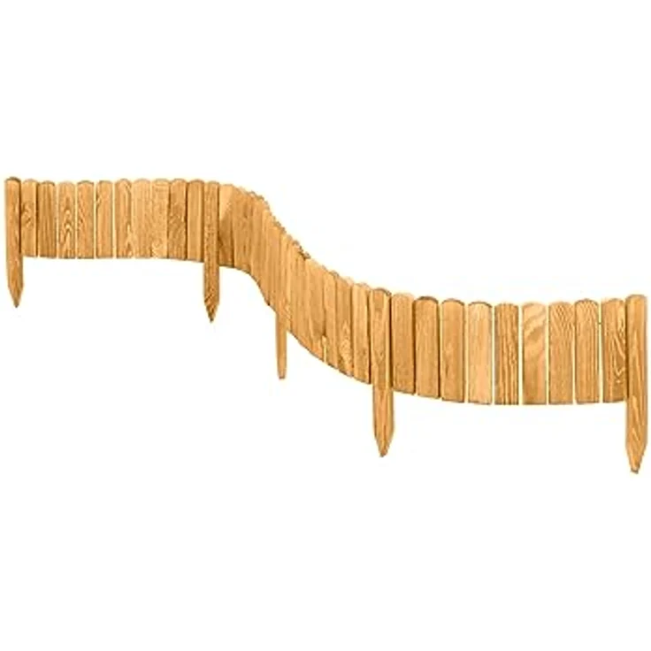 Garronda Beeteinfassung Holz Rollzaun 200 x 8 cm imprägniert, flexibler Rollborder, wetter- und schädlingsbeständig, hellbraun, Höhe: 8 cm – Bild 3
