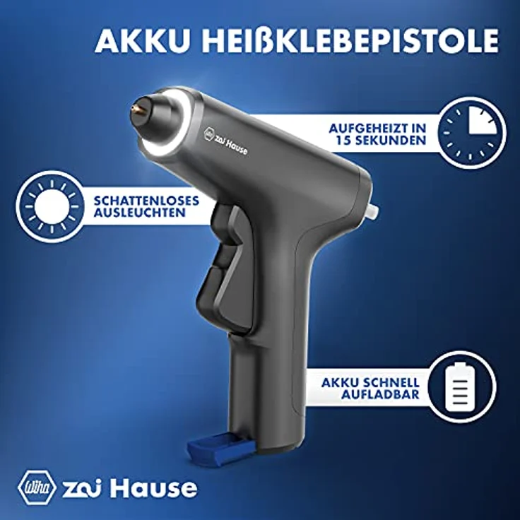 Wiha zai Hause Akku Heißklebepistole Klebepistole 4 V 4 Ah ( DHT0003 ) + 7x Klebestick – Bild 2