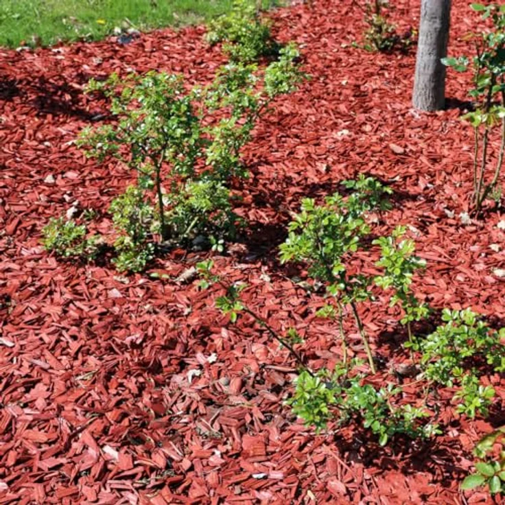 GALAMIO Holzhackschnitzel Rot, Kiefernholz Mulch 5-60mm, 720l (12 x 60l Säcke) für Garten Dekoration und Unkrautbarriere – Bild 5