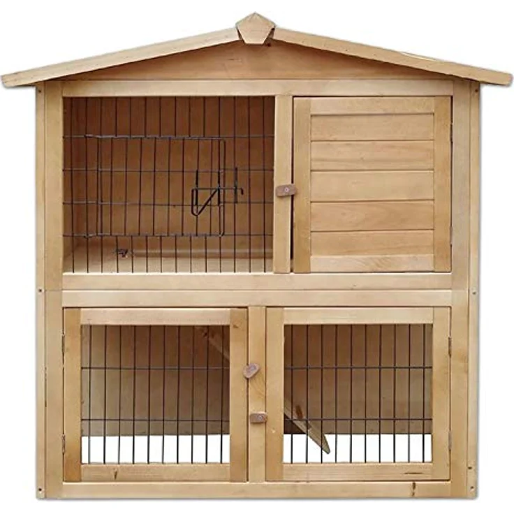 lionto Kaninchenstall aus Holz Kleintierhaus Nagerhaus Kleintierstall 98x54x100 cm – Bild 4