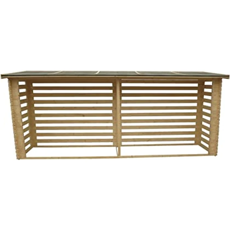 Holz Kaminholzregal TIMBELA M203 - Brennholzregal B450xL112xH199 cm/ 4m2 Holzhalter für Garten - Fahrrad Schuppen - Wasserfestes Dach – Bild 2