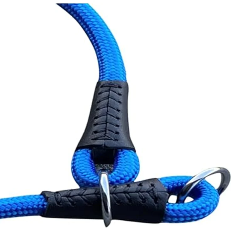 MediMuc Soft Cord - Hundehalsband mit Zugbegrenzung, Nylon Halsung, Zugstopper, blau, XS - 40cm, einstellbar, robust, wetterfest, textilverstärkt, Leder-Endkappen – Bild 3