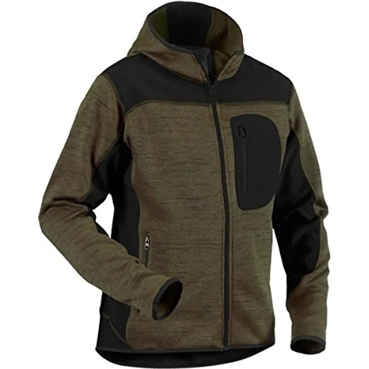 BLÅKLÄDER 49302117 GESTRICKTE JACKET, Armeegrün / Schwarz, XXL, mit fester Kapuze und Reißverschlusstaschen - Preisvergleich