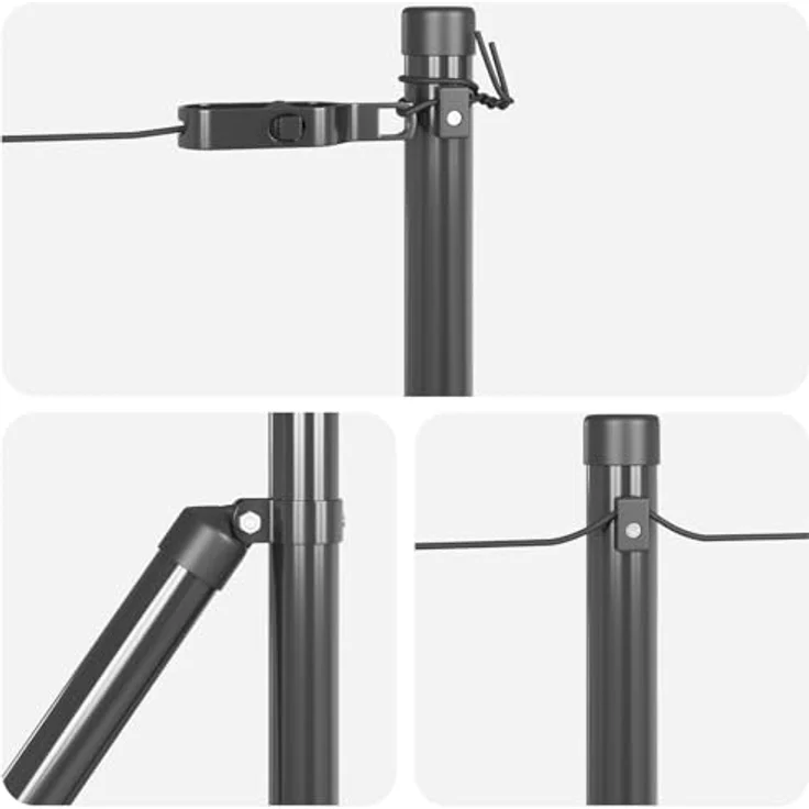 vidaXL Zaunpfosten 7 Stück, zylindrisch, grau, Ø32 mm, 120 cm, galvanisierter Stahl – Bild 6
