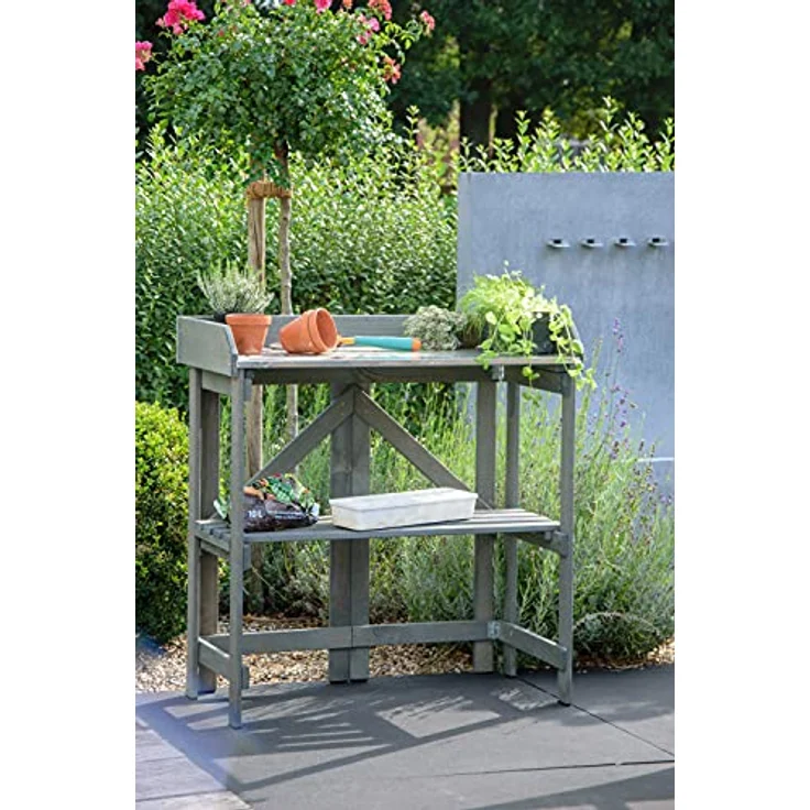 Dobar Hochbeet Pflanztisch, robustes Massivholz in Anthrazit, wetterfest imprägniert, FSC-zertifiziert – Bild 5