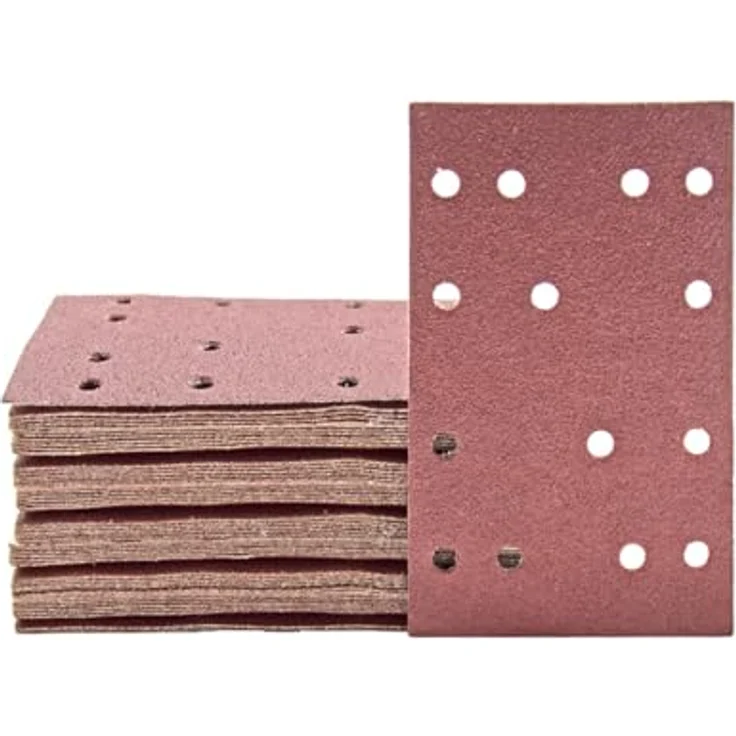 MioTools Fox Klett-Schleifblätter, 133 x 80 mm, 14-Loch, Normalkorund, für Schwingschleifer, K180, 50 Stück – Bild 1