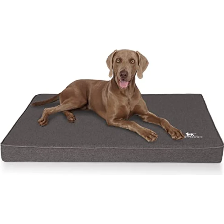 Knuffelwuff Orthopädische Hundematte Nantucket aus Velours mit Handwebcharakter XXL 115 x 80cm Anthrazit - Abnehmbarer Bezug - waschbar - für große, mittelgroße und kleine Hunde – Bild 1