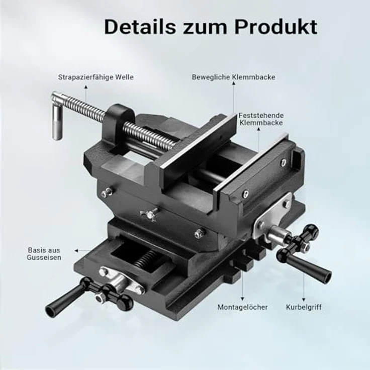 Wiltec - Maschinenschraubstock Schraubstock2-Achsen 150 mm Kreuztisch Frästisch Werkbank Arbeitstisch – Bild 8