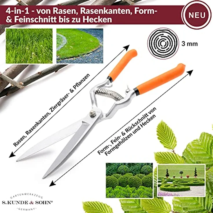 S. Kunde & Sohn Germany - SKS 500 Tradition - geschmiedete Hochleistungsschere 4-in-1 Schere mit massiven Schneideblättern, Orange – Bild 5