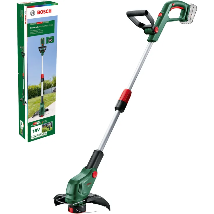 BOSCH Akku-Rasentrimmer UniversalGrassCut 18V-26-500 Solo, 18Volt - Ergonomischer Griff, Teleskop-Höhenverstellung, POWER FOR ALL Alliance