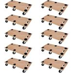 PROREGAL Mega Deal 10x Profi Transportroller, 6 Rollen, Traglast 300 kg, HxBxT 11 x 30 x 68 cm, Sperrholzplatte Braun