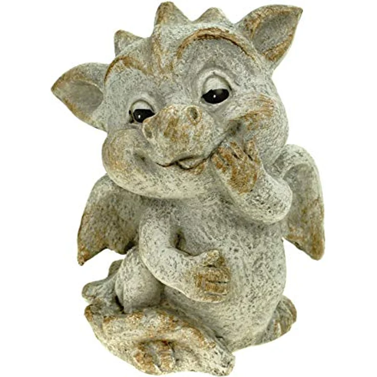 Süßer Garten Drache stehend Steinoptik 17 cm Figur Gartenfigur Glück Skulptur – Bild 2
