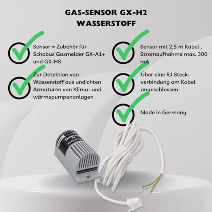 Elektrotechnik Schabus Gassensor für Wasserstoff, externer Sensor für GX-A1 & GX-HS, hohe Selektivität & geringer Stromverbrauch – Bild 3